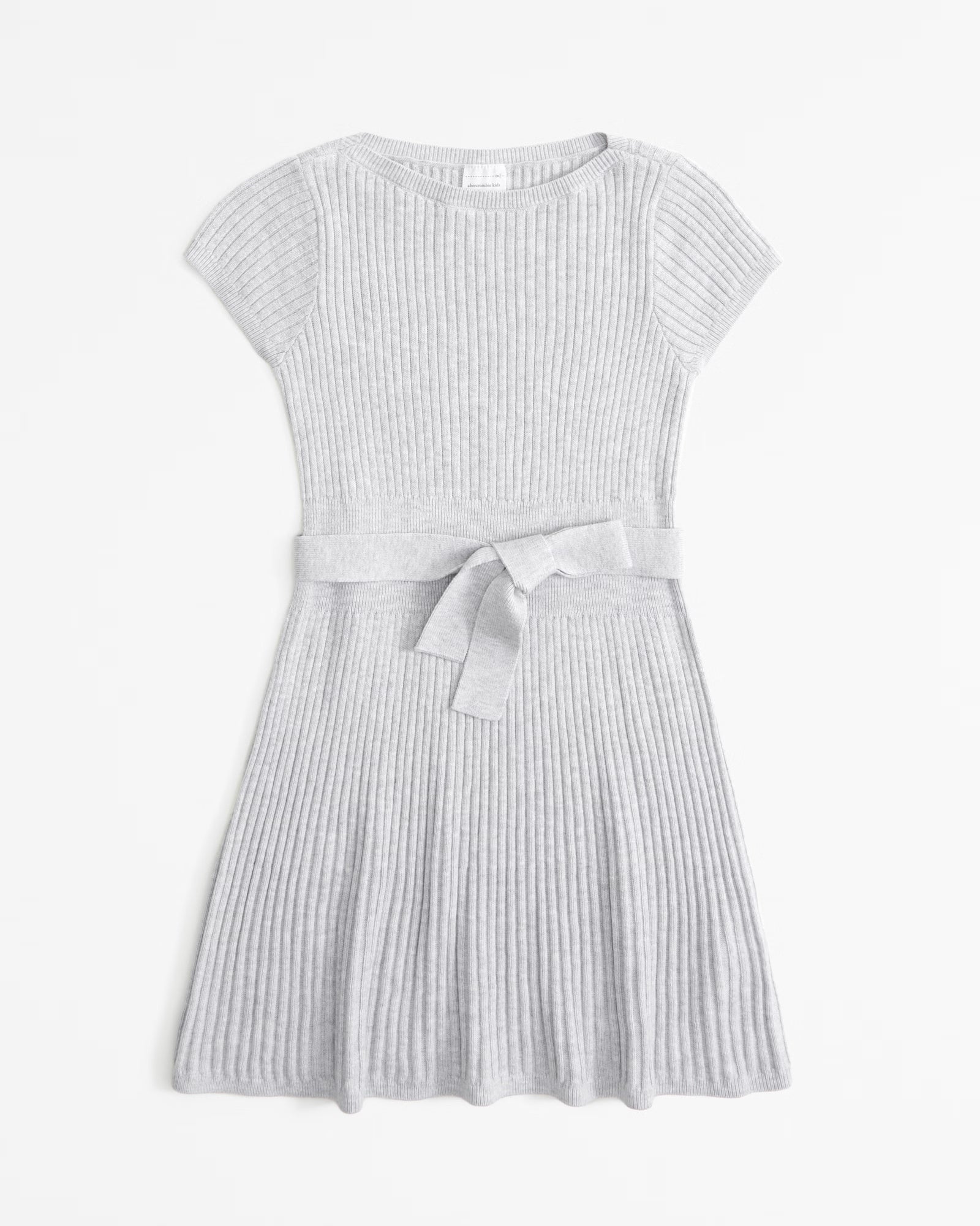 Girls Short-Sleeve Ribbed Belted Sweater Dress