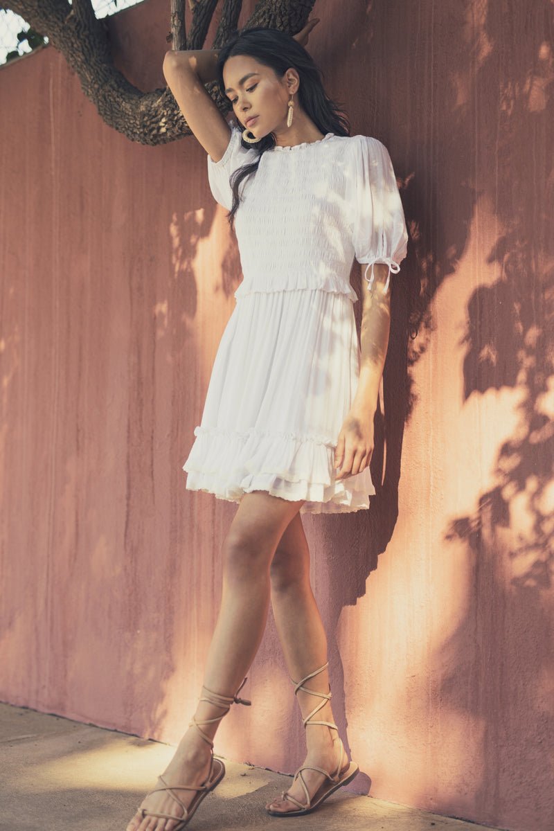 fondant shirred mini dress Good Loving Shirred Mini Dress – Elephant Clouds Apparel