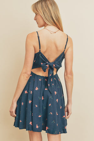Floral Tie-Back Mini Dress