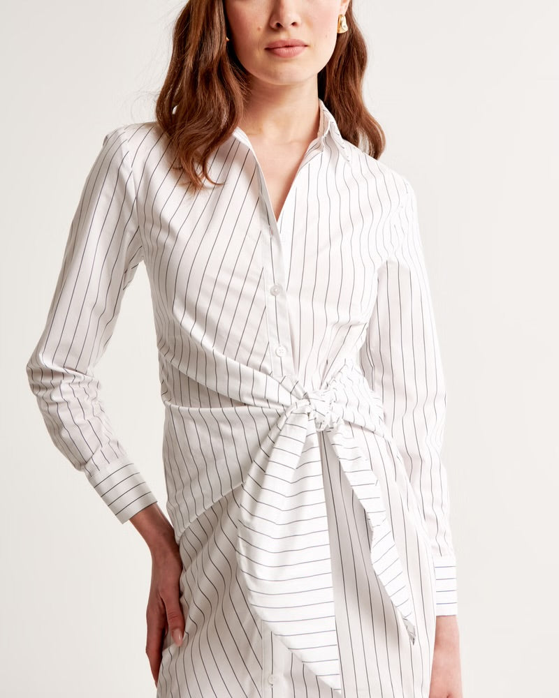 Long-Sleeve Wrap Shirt Dress
