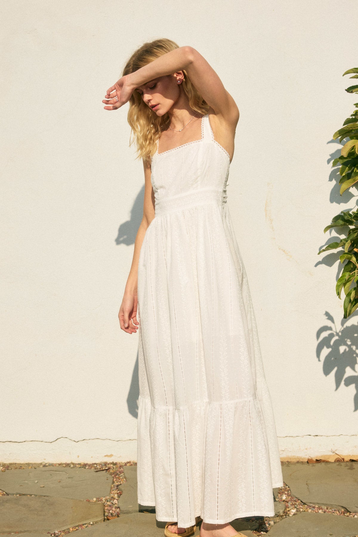 Sunbeam Eyelet Lace Trim Maxi Dress