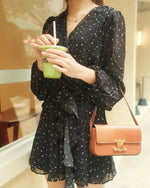 Long-Sleeve Plunge Wrap Mini Dress