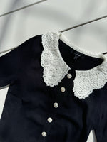 Pointelle Pearl Peter Pan Collar Cardigan