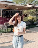 Girls Bear Short Sleeve Cable V-Neck Cardigan