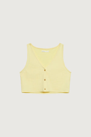 Textured Button Front Tank