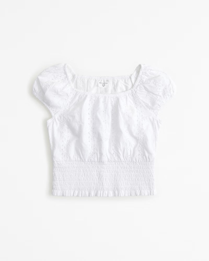 Girls Smocked Eyelet Set