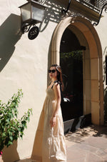 Bembe Beige Tie-Strap Tiered Maxi Dress