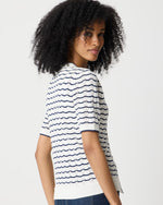 Short-sleeve pointelle V-neck cardigan sweater