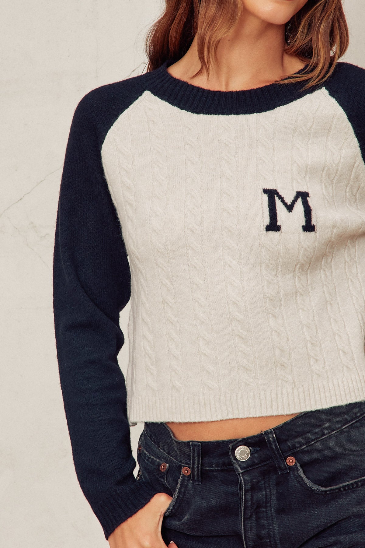 Cable Knit Raglan Sweater