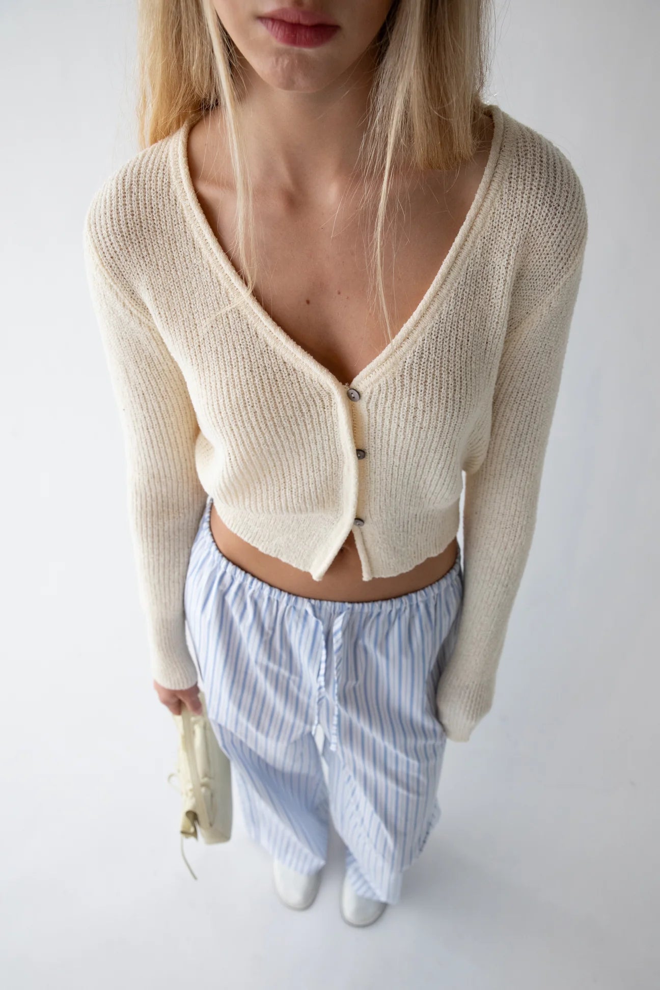 Cropped Lightweight Button Front Cardigan