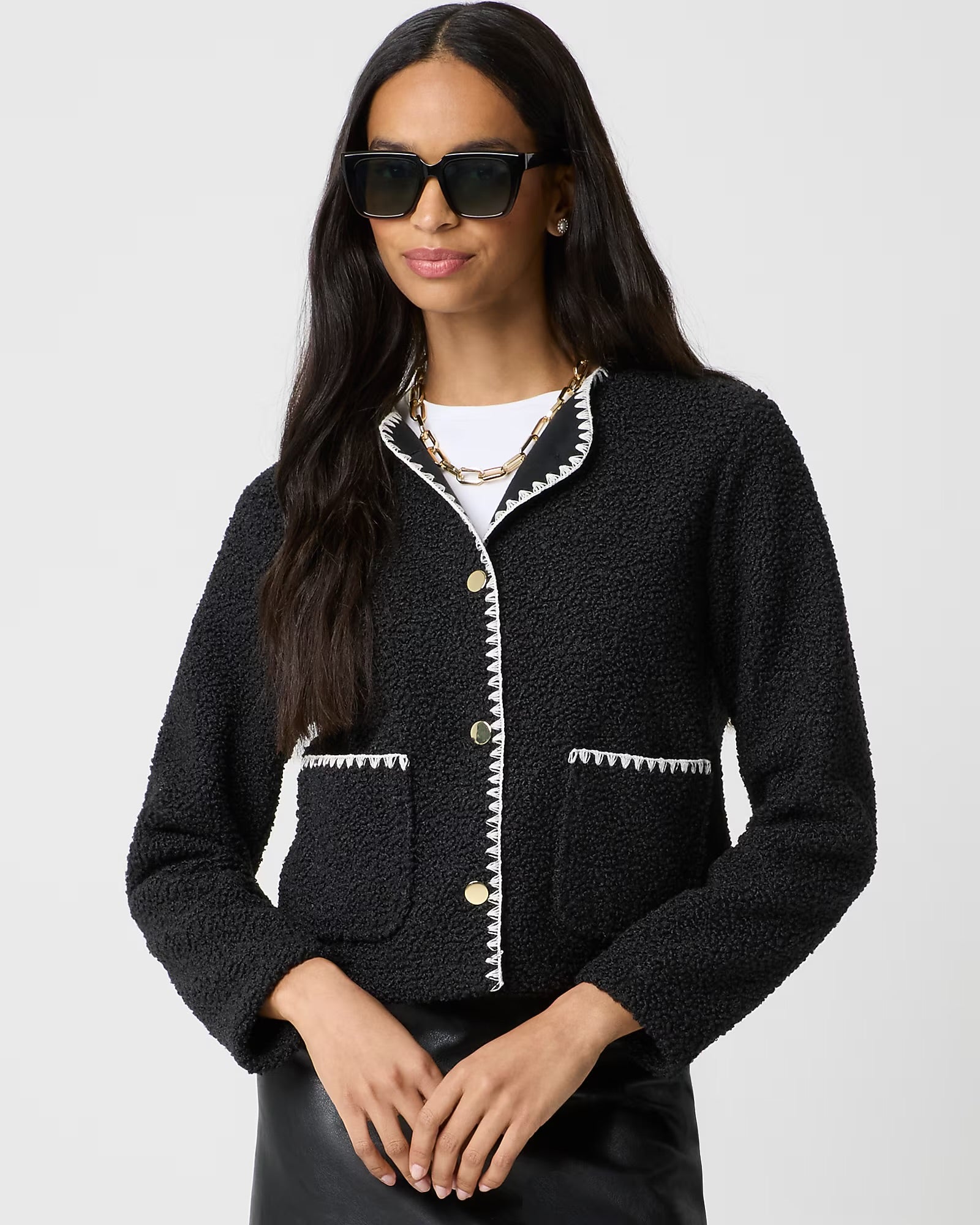 Sherpa Blanket-Stitch Jacket