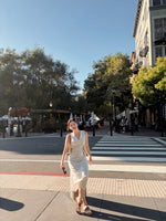 Linen Blend V-Neck Sleeveless Belted Dress