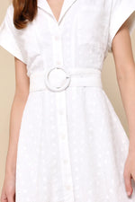 Eyelet Embroidered Belted Mini Dress