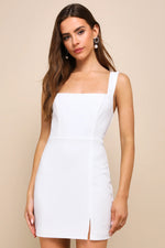 Social Sensation White Square Neck Mini Bodycon Dress