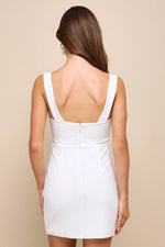 Social Sensation White Square Neck Mini Bodycon Dress
