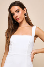 Social Sensation White Square Neck Mini Bodycon Dress
