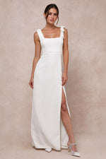 Your Sweetie White Tie-Strap Column Maxi Dress