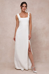 Your Sweetie White Tie-Strap Column Maxi Dress