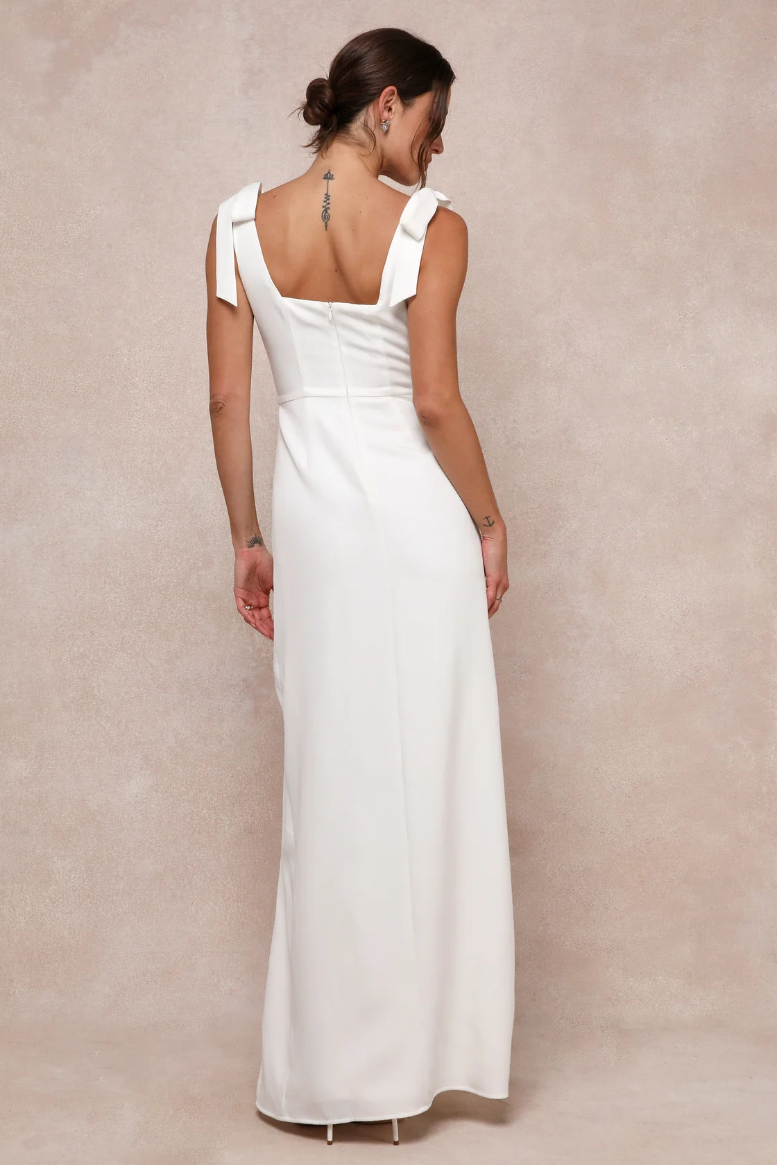 Your Sweetie White Tie-Strap Column Maxi Dress