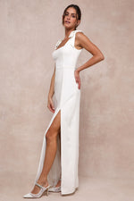 Your Sweetie White Tie-Strap Column Maxi Dress