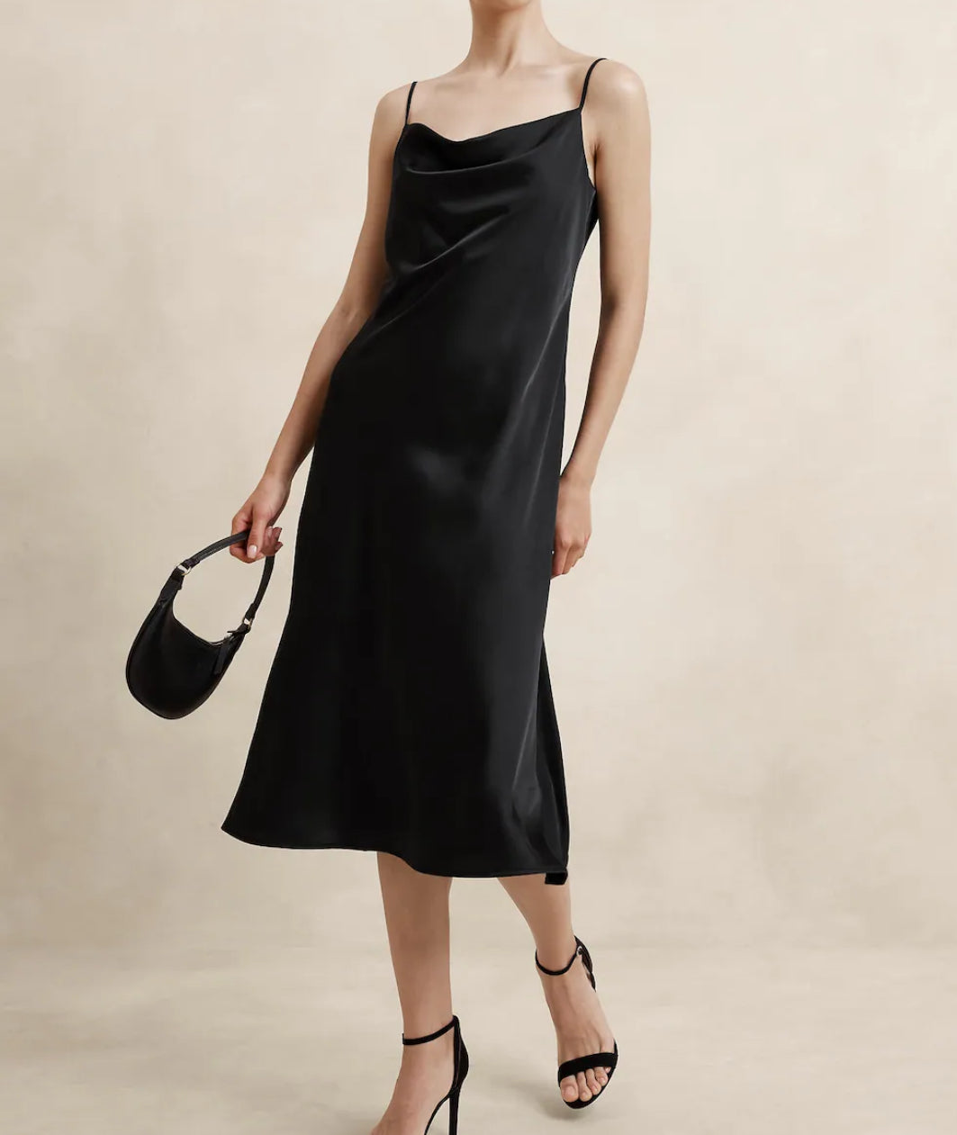 Cowl Neck Midi Slip Dress