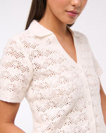 Short-Sleeve Crochet-Style Polo
