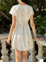 Short Sleeve Pleated Lace Dress
