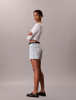 High Rise Midi Denim Shorts