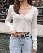Logo Rib Cropped Cardigan