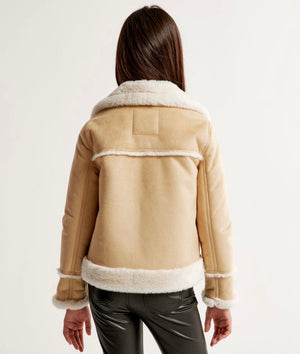 Girls Faux Leather Shearling Jacket