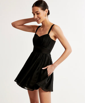 Ruched Chiffon Mini Dress