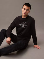 Men Monogram Logo Fleece Crewneck Sweatshirt