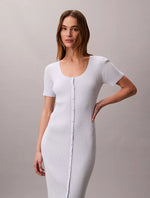 Cotton Rib Button-Down Dress
