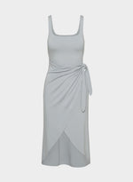 Squareneck Wrap Midi Dress