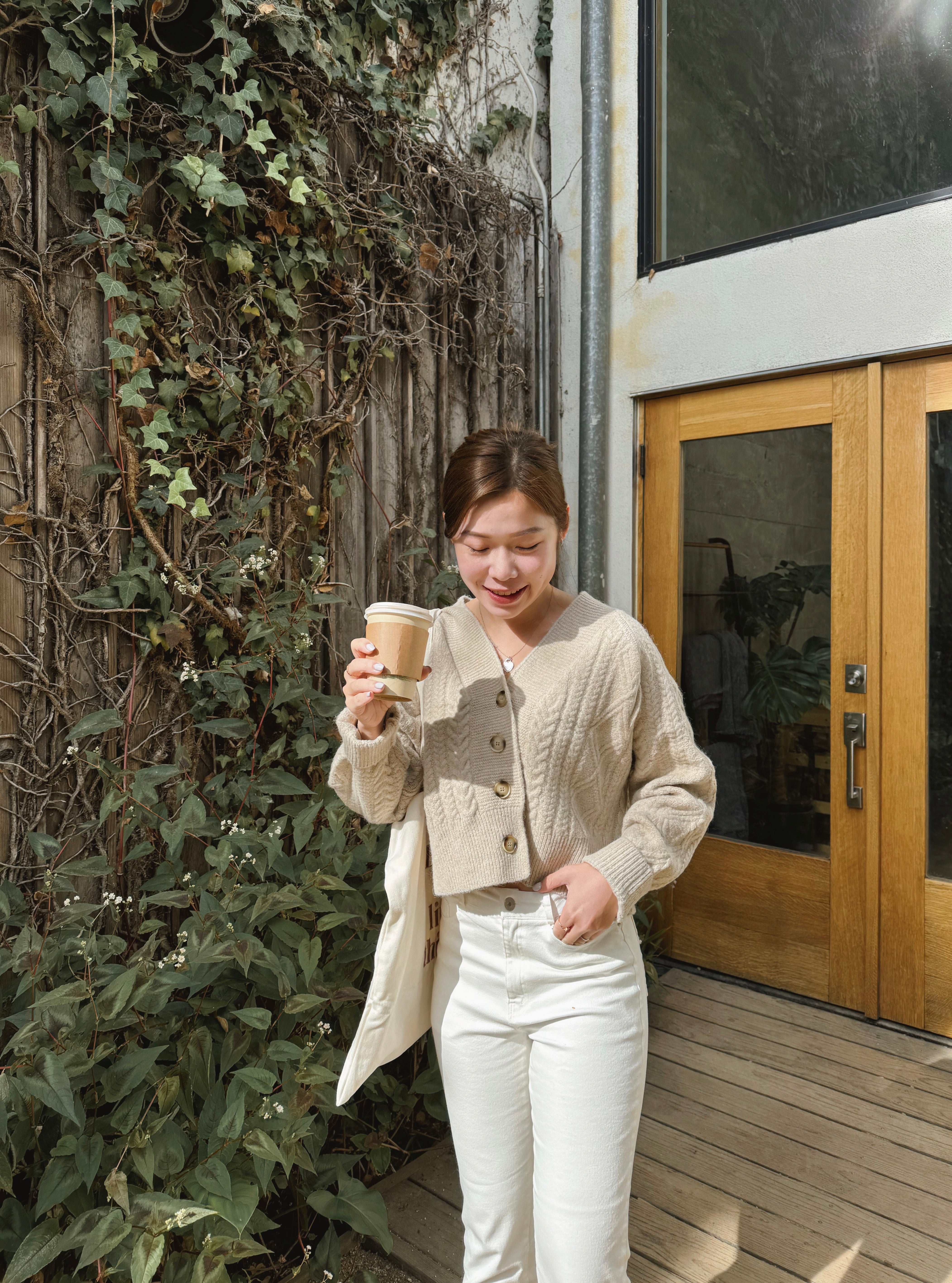 Fuzzy Cable Knit Cardigan