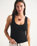 Floral Stitch Tie Waist Sweater