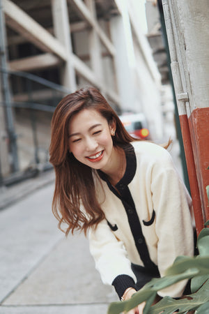 Fuzzy Color Block Cardigan