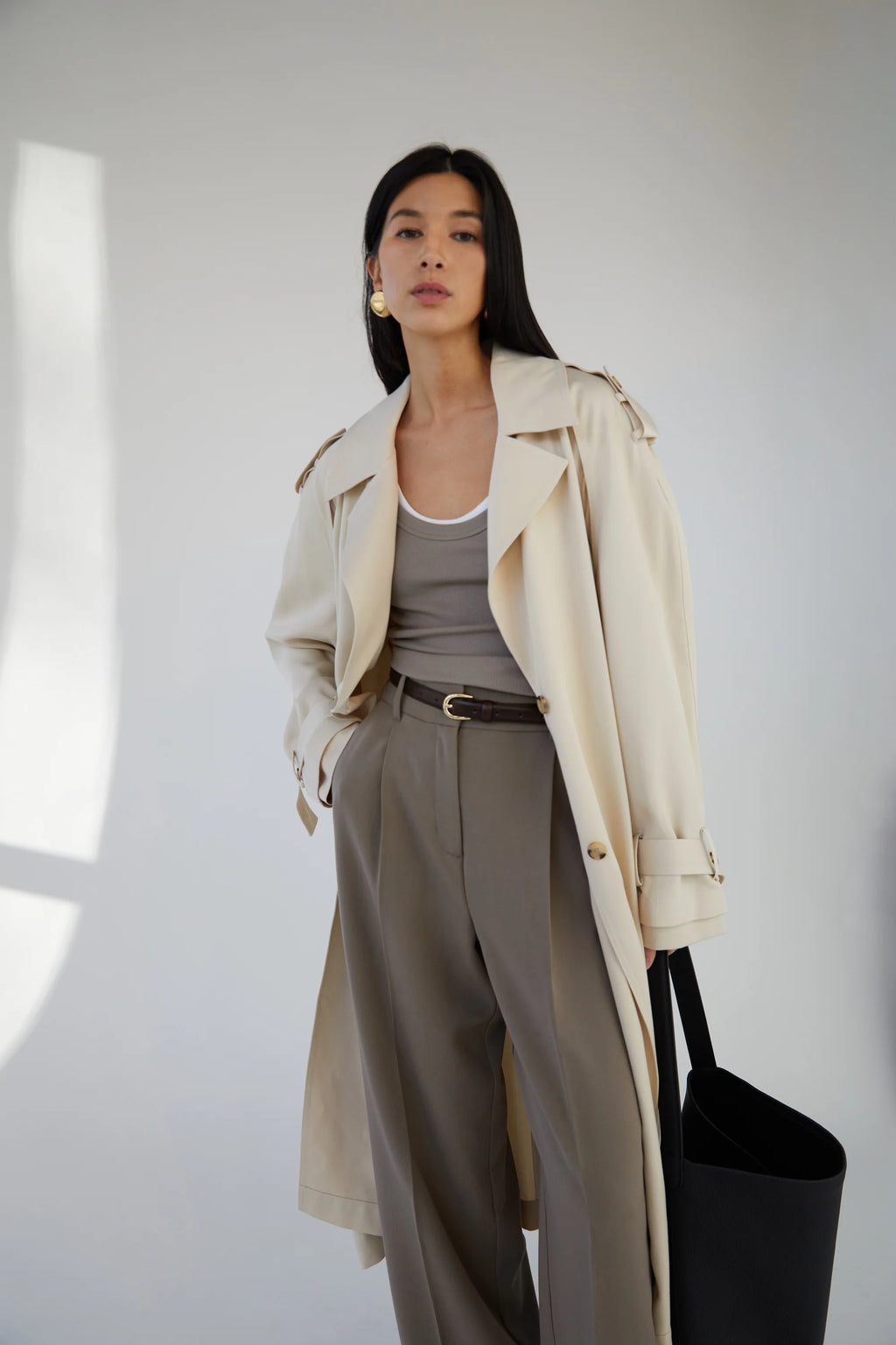 Flowy Tencel Trench Coat