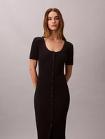 Cotton Rib Button-Down Dress