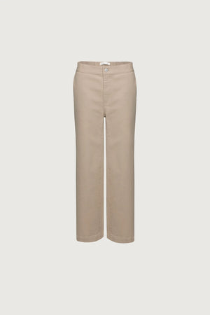 Cropped Twill Wide Leg Pant