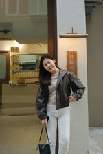 Ashley Oversized Faux Leather Jacket - Dark Umber