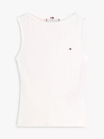 Slim Fit Rib-Knit Boatneck Tank Top