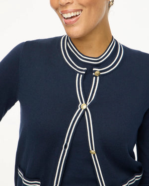 Contrast Trim Cardigan Set