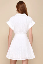 Eyelet Embroidered Belted Mini Dress