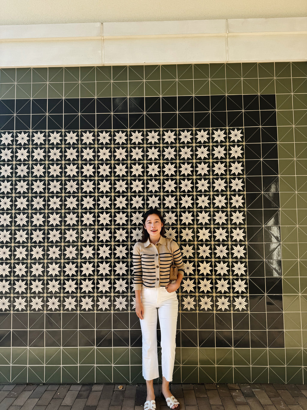 Striped collared sweater-jacket