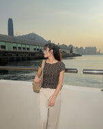 Gingham Print Ruffle-Edge Top