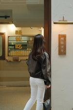 Ashley Oversized Faux Leather Jacket - Dark Umber