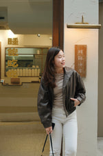 Ashley Oversized Faux Leather Jacket - Dark Umber