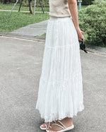Pleated and Gathered Tulle Skirt