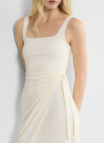 Squareneck Wrap Midi Dress